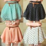 CHIFFON DOT SHORT MINI SKIRT WITH BELT [266]
