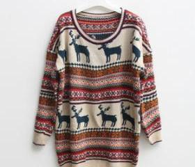 LOOSE VINTAGE REINDEER JUMPER 1