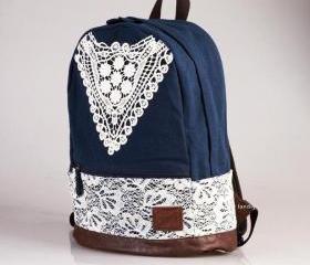 CUTE CANVAS BACKPACK WITH TRIANGLE LACE 3