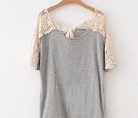 LOOSE TSHIRT TOPS TEE SHORT BATTY SLEEVE BOAT NECK CASUAL 19