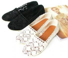 CROCHET FLOWER BUD LEISURE SHOES FLAT-BOTTOM 20