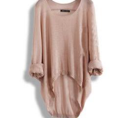 BATWING LADIES CASUAL LOOSE ASYMMETRIC KNIT TOP 23
