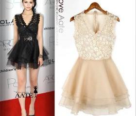 BLACK AND WHITE LACE DRESS 2013 SPRING NEW 44