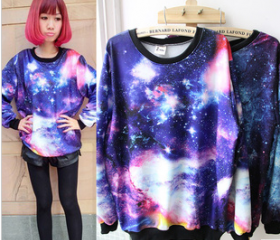 GALAXY SPACE STARRY PRINT LONG SLEEVE SWEATSHIRT 51