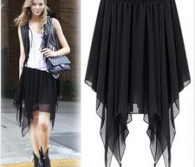 ASYMMETRICAL CHIFFON LONG DRESS IRREGULAR HEM 55