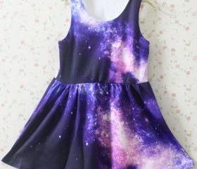 PURPLE PINK GALAXY PATTERN DRESS CHIC 56