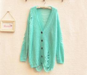 SHREDDED TORN HEAVILY WORN CARDIGAN 75