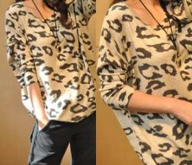 CHEETAH PRINT LOOSE KNIT THINK JUMPER 103