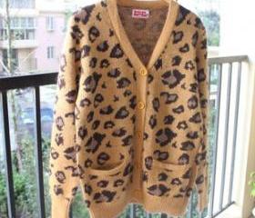 LEOPARD KNIT RABBIT HAIR CANDIGAN 105
