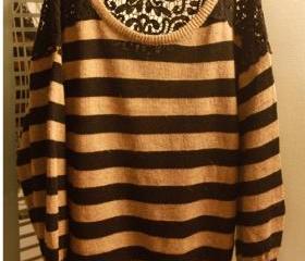 LACE SHOULDER STRIP SWEATER 122