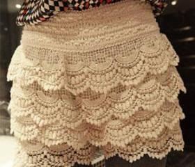HIGH WAIST RETRO LACE SHORTS SKIRTS 137