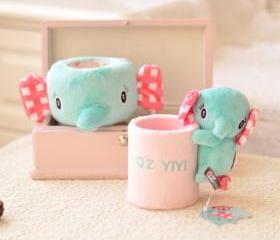 THREE-DIMENSIONAL CARTOON CUTE LITTLE ELEPHANT GREEN PENCIL HOLDER [169]