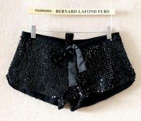 BLACK SEQUIN BOW SHORTS [196]
