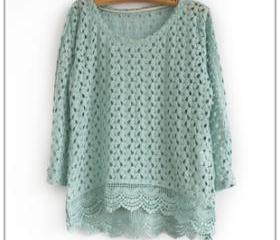 EYELET CROCHET HEM TUNIC [241]