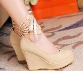 4 COLORED WEDGE BOOTIES WITH DETACHABLE ANKLE STRAPS [246]