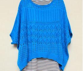 VINTAGE CUTOUT EYELET LOOSE TUNIC SWEATER [247]