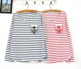 STRIPED SHIRTS TSHIRT LONG SLEEVE SHIRT WITH ANCHORS [255]