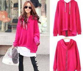 THICK FRONT SHORT IRREGULAR HOODED SWEATSHIRT [257]