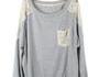 LACE ON THE POCKET AND SHOULDER LONG SLEEVED TSHIRT [263]