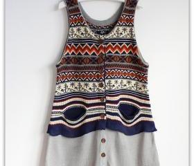 VINTAGE AZTEC GIRL TAN TOP SWEATER [269]
