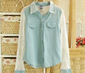 2013 NEW SPRING ELEGANT LACE SWEET CHIFFON SHIRT [274]