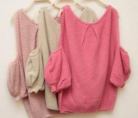 CUT OUT SHOULDERS LOOSE MOHAIR SWEATER [279]