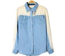 SLEEVED SHIRT WITH LACE ON BACK [280]