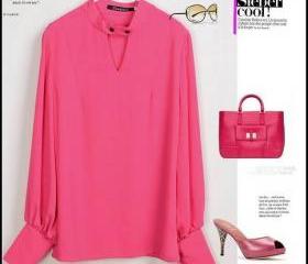 BUTTON-LESS PINK SHIRT/BLOUSE [281]