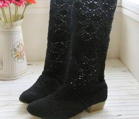 HANDMADE CROCHET LACE BOOTS [289]