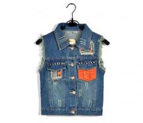 VINTAGE DENIM VEST WITH POCKET-TWO [290]